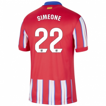 Kandiny Hombre Camiseta Giuliano Simeone #22 Rojo Blanco Azul 1ª Equipación 2024/25 La Camisa México