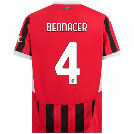 Kandiny Heren Ismaël Bennacer #4 Rood Zwart Thuisshirt Thuistenue 2024/25 T-Shirt