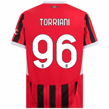 Kandiny Heren Lorenzo Torriani #96 Rood Zwart Thuisshirt Thuistenue 2024/25 T-Shirt