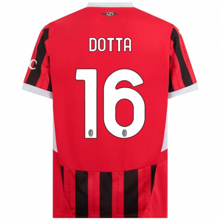 Kandiny Heren Cristiano Dotta #16 Rood Zwart Thuisshirt Thuistenue 2024/25 T-Shirt