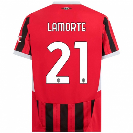 Kandiny Heren Alessandro Lamorte #21 Rood Zwart Thuisshirt Thuistenue 2024/25 T-Shirt