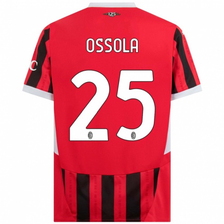 Kandiny Heren Lorenzo Ossola #25 Rood Zwart Thuisshirt Thuistenue 2024/25 T-Shirt