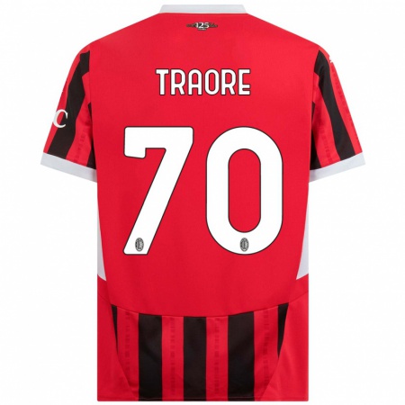 Kandiny Heren Chaka Traorè #70 Rood Zwart Thuisshirt Thuistenue 2024/25 T-Shirt