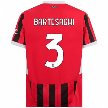 Kandiny Heren Davide Bartesaghi #3 Rood Zwart Thuisshirt Thuistenue 2024/25 T-Shirt