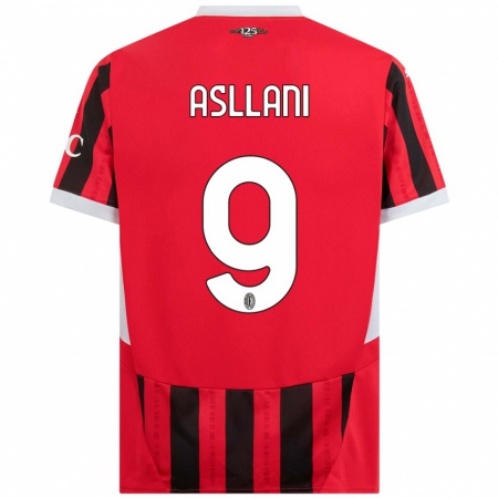 Kandiny Heren Kosovare Asllani #9 Rood Zwart Thuisshirt Thuistenue 2024/25 T-Shirt