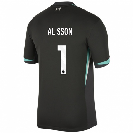 Kandiny Uomo Maglia Alisson #1 Nero Antracite Bianco Kit Gara Away 2024/25 Maglietta