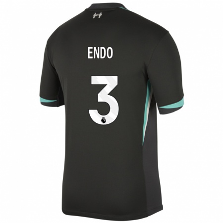 Kandiny Uomo Maglia Wataru Endo #3 Nero Antracite Bianco Kit Gara Away 2024/25 Maglietta