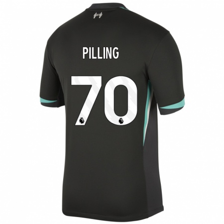 Kandiny Uomo Maglia Tommy Pilling #70 Nero Antracite Bianco Kit Gara Away 2024/25 Maglietta