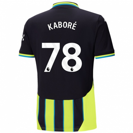 Kandiny Heren Issa Kaboré #78 Blauw Geel Uitshirt Uittenue 2024/25 T-Shirt