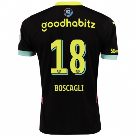 Kandiny Heren Olivier Boscagli #18 Zwart Geel Uitshirt Uittenue 2024/25 T-Shirt