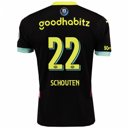 Kandiny Heren Jerdy Schouten #22 Zwart Geel Uitshirt Uittenue 2024/25 T-Shirt