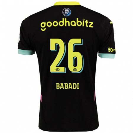 Kandiny Heren Isaac Babadi #26 Zwart Geel Uitshirt Uittenue 2024/25 T-Shirt