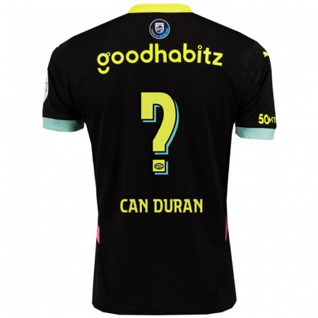 Kandiny Heren Emre Can Duran #0 Zwart Geel Uitshirt Uittenue 2024/25 T-Shirt