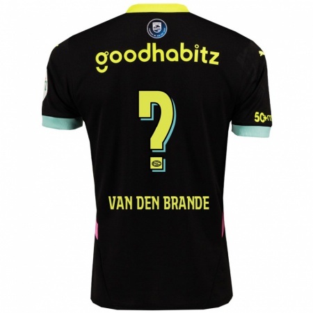 Kandiny Heren Daan Van Den Brande #0 Zwart Geel Uitshirt Uittenue 2024/25 T-Shirt