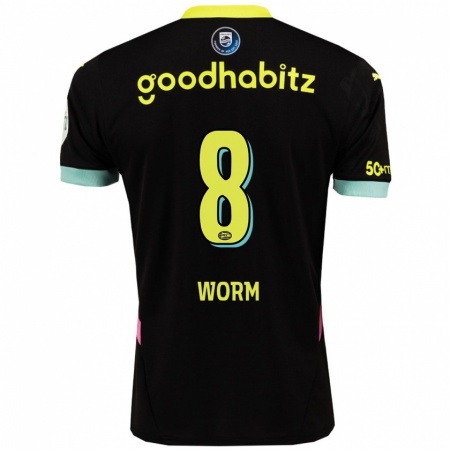 Kandiny Uomo Maglia Siri Worm #8 Nero Giallo Kit Gara Away 2024/25 Maglietta