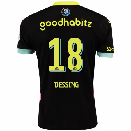 Kandiny Heren Shanique Dessing #18 Zwart Geel Uitshirt Uittenue 2024/25 T-Shirt