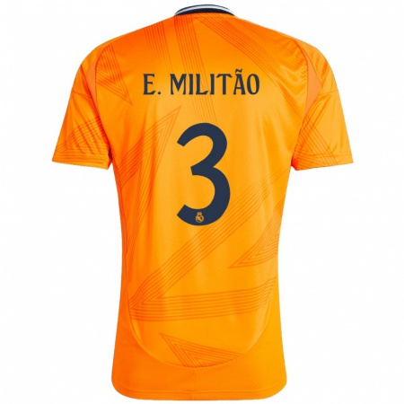 Kandiny Uomo Maglia Éder Militão #3 Arancione Kit Gara Away 2024/25 Maglietta