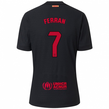 Kandiny Heren Ferran Torres #7 Zwart Rood Uitshirt Uittenue 2024/25 T-Shirt