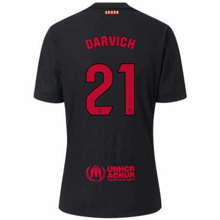 Kandiny Uomo Maglia Noah Darvich #21 Nero Rosso Kit Gara Away 2024/25 Maglietta