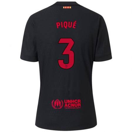 Kandiny Heren Gerard Pique #3 Zwart Rood Uitshirt Uittenue 2024/25 T-Shirt