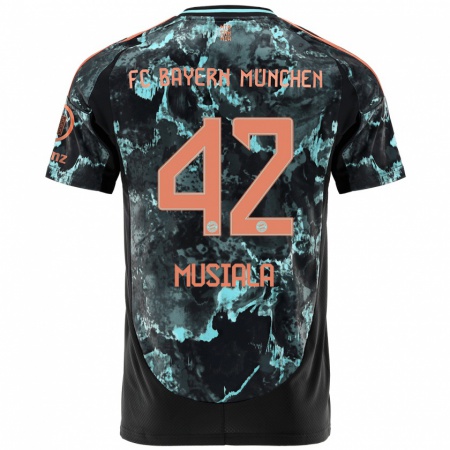 Kandiny Heren Jamal Musiala #42 Zwart Uitshirt Uittenue 2024/25 T-Shirt