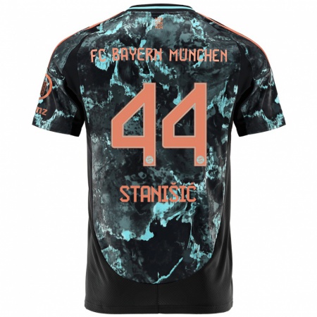 Kandiny Heren Josip Stanisic #44 Zwart Uitshirt Uittenue 2024/25 T-Shirt