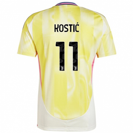 Kandiny Heren Filip Kostić #11 Zonnig Geel Uitshirt Uittenue 2024/25 T-Shirt