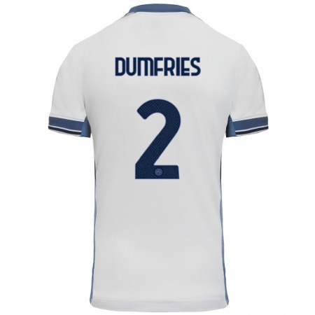 Kandiny Heren Denzel Dumfries #2 Wit Grijs Uitshirt Uittenue 2024/25 T-Shirt