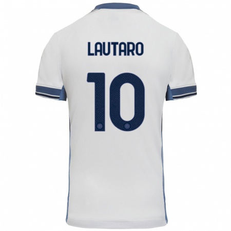 Kandiny Heren Lautaro Martínez #10 Wit Grijs Uitshirt Uittenue 2024/25 T-Shirt