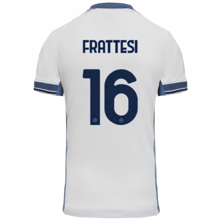 Kandiny Heren Davide Frattesi #16 Wit Grijs Uitshirt Uittenue 2024/25 T-Shirt