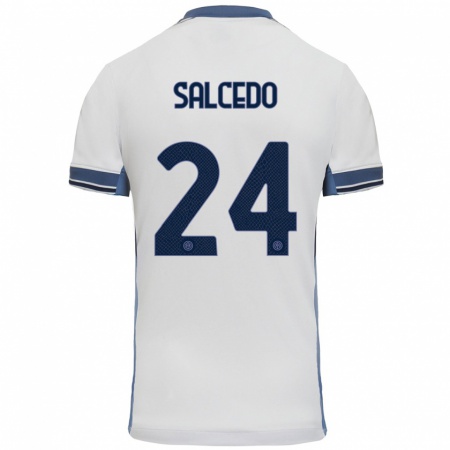 Kandiny Heren Eddie Salcedo #24 Wit Grijs Uitshirt Uittenue 2024/25 T-Shirt