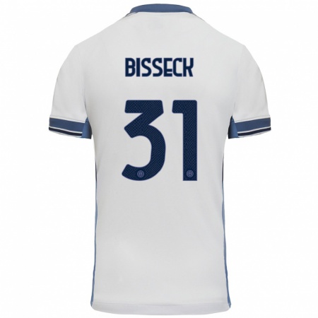 Kandiny Heren Yann Bisseck #31 Wit Grijs Uitshirt Uittenue 2024/25 T-Shirt