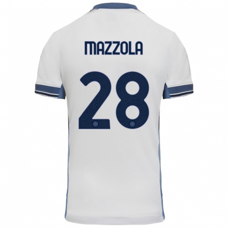 Kandiny Heren Giuseppe Mazzola #28 Wit Grijs Uitshirt Uittenue 2024/25 T-Shirt