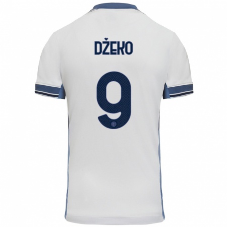 Kandiny Heren Edin Dzeko #9 Wit Grijs Uitshirt Uittenue 2024/25 T-Shirt