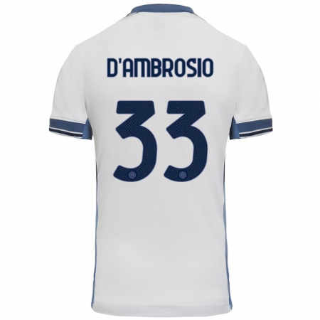 Kandiny Heren Danilo D'ambrosio #33 Wit Grijs Uitshirt Uittenue 2024/25 T-Shirt