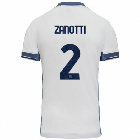 Kandiny Heren Mattia Zanotti #2 Wit Grijs Uitshirt Uittenue 2024/25 T-Shirt