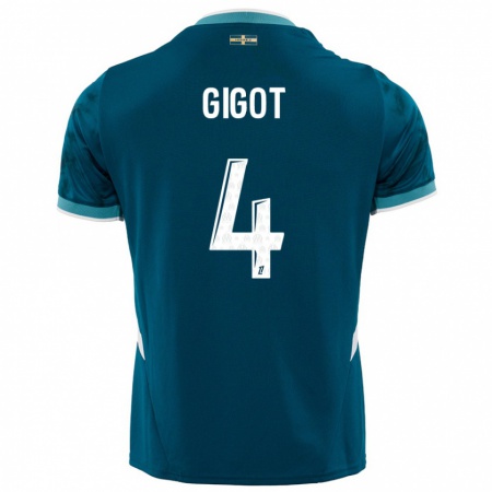 Kandiny Uomo Maglia Samuel Gigot #4 Turchese Blu Kit Gara Away 2024/25 Maglietta