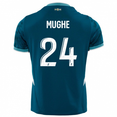 Kandiny Uomo Maglia François Mughe #24 Turchese Blu Kit Gara Away 2024/25 Maglietta