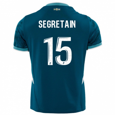 Kandiny Uomo Maglia Julie Ségrétain #15 Turchese Blu Kit Gara Away 2024/25 Maglietta