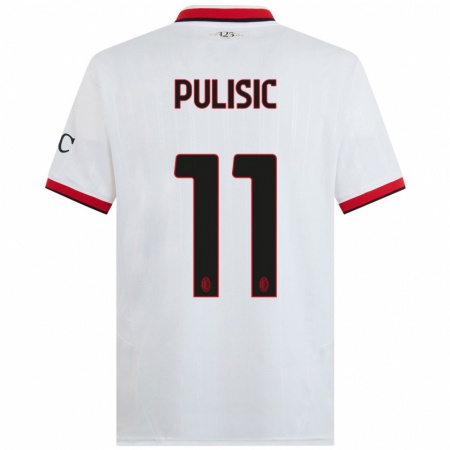 Kandiny Heren Christian Pulisic #11 Wit Zwart Rood Uitshirt Uittenue 2024/25 T-Shirt