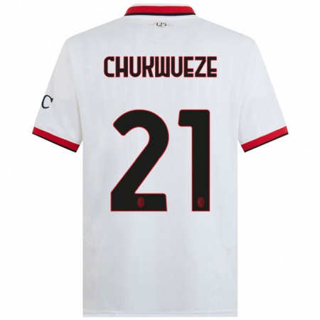 Kandiny Heren Samuel Chukwueze #21 Wit Zwart Rood Uitshirt Uittenue 2024/25 T-Shirt