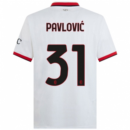 Kandiny Heren Strahinja Pavlović #31 Wit Zwart Rood Uitshirt Uittenue 2024/25 T-Shirt