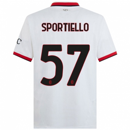 Kandiny Uomo Maglia Marco Sportiello #57 Bianco Nero Rosso Kit Gara Away 2024/25 Maglietta