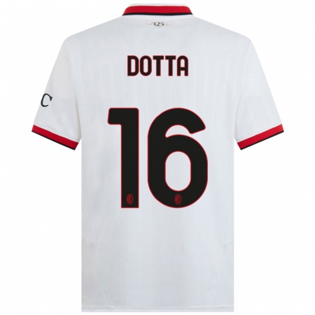 Kandiny Heren Cristiano Dotta #16 Wit Zwart Rood Uitshirt Uittenue 2024/25 T-Shirt