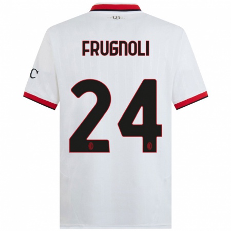 Kandiny Uomo Maglia Leonardo Frugnoli #24 Bianco Nero Rosso Kit Gara Away 2024/25 Maglietta