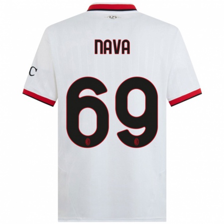 Kandiny Uomo Maglia Lapo Nava #69 Bianco Nero Rosso Kit Gara Away 2024/25 Maglietta