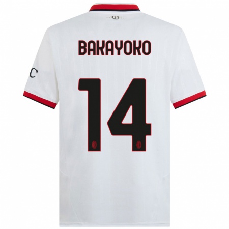 Kandiny Uomo Maglia Tiemoue Bakayoko #14 Bianco Nero Rosso Kit Gara Away 2024/25 Maglietta