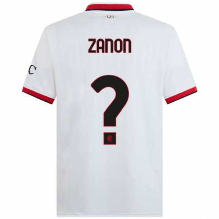 Kandiny Uomo Maglia Thomas Zanon #0 Bianco Nero Rosso Kit Gara Away 2024/25 Maglietta