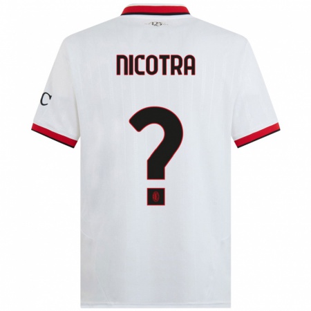 Kandiny Uomo Maglia Riccardo Nicotra #0 Bianco Nero Rosso Kit Gara Away 2024/25 Maglietta