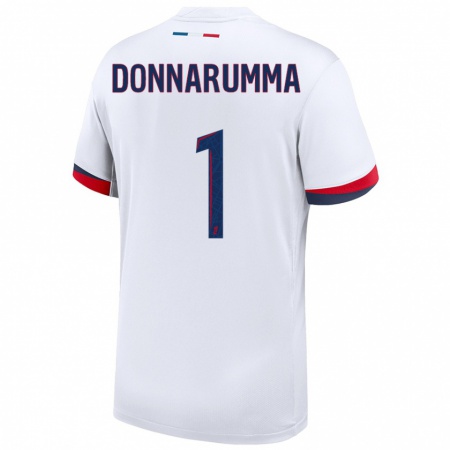 Kandiny Heren Gianluigi Donnarumma #1 Wit Blauw Rood Uitshirt Uittenue 2024/25 T-Shirt